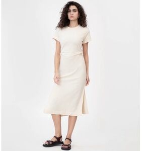 TANYA TAYLOR Short Sleeve Aurora Creme Midi Dress NWT Small $295